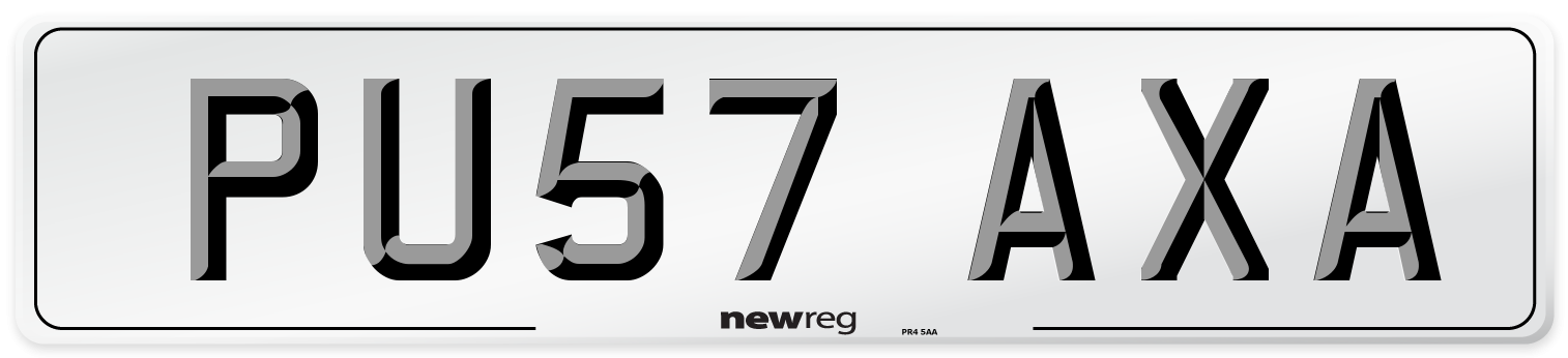 PU57 AXA Number Plate from New Reg